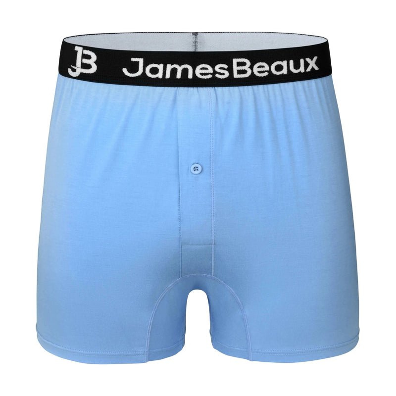 Men's Bamboo Boxer Shorts - Anti-Chafe & Breathable Underwear (Blue)