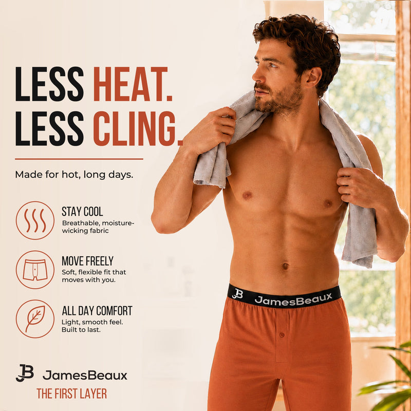Men's Orange Bamboo Anti-Chafing & Breathable Boxer Shorts (3-Pack)