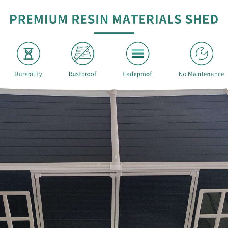 [06X08FT] Alora Outdoor Resin Patio Garden Shed With Floor, 2 Windows, And Lockable Doors (SAK54953)
