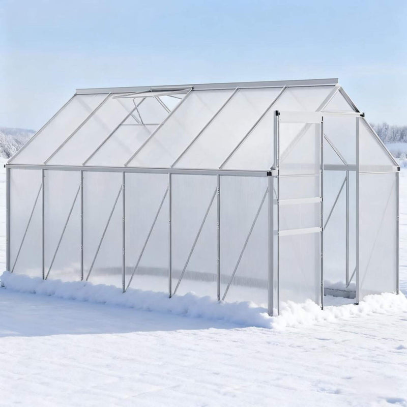 [06X12FT] Heavy-Duty Aluminum Walk-In Greenhouse With Rooftop Vent And Sliding Door (SAK69048)