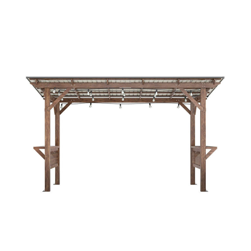[06X13FT] Alora Durable Outdoor Hardtop BBQ Grill Shelter Gazebo With Shelves (SAK65420)