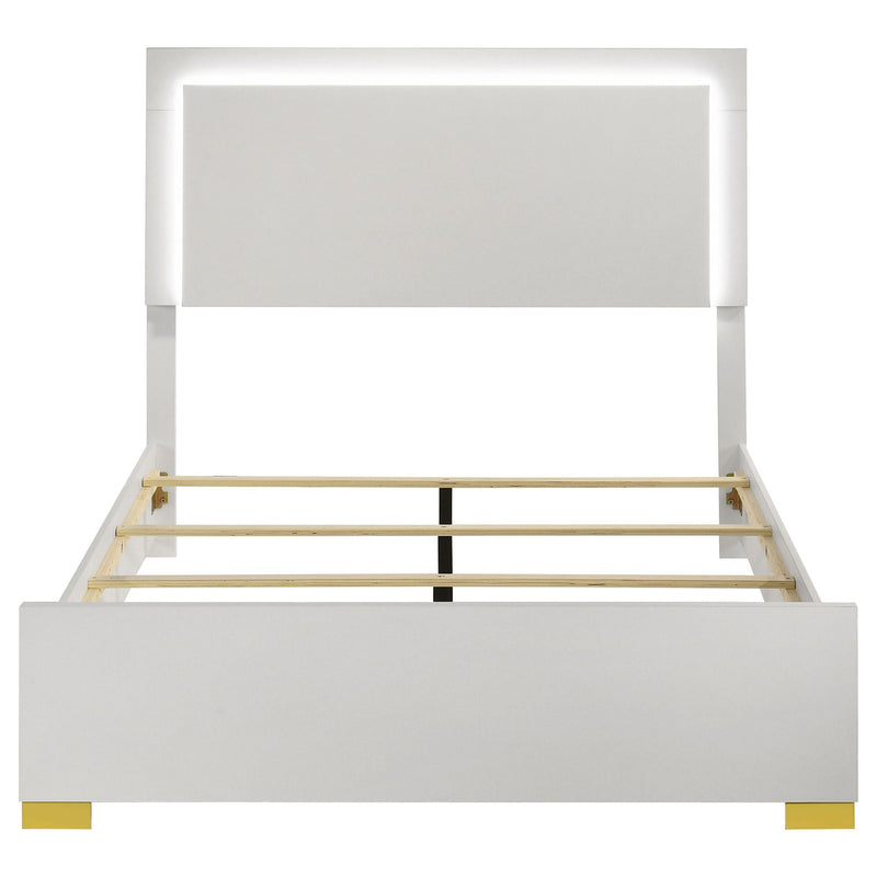 Marceline Wood Full LED Panel Bed White