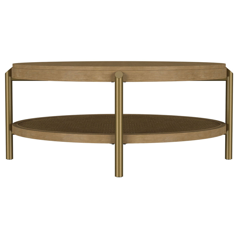 Arini Round Coffee Table With Storage Shelf Sand Wash