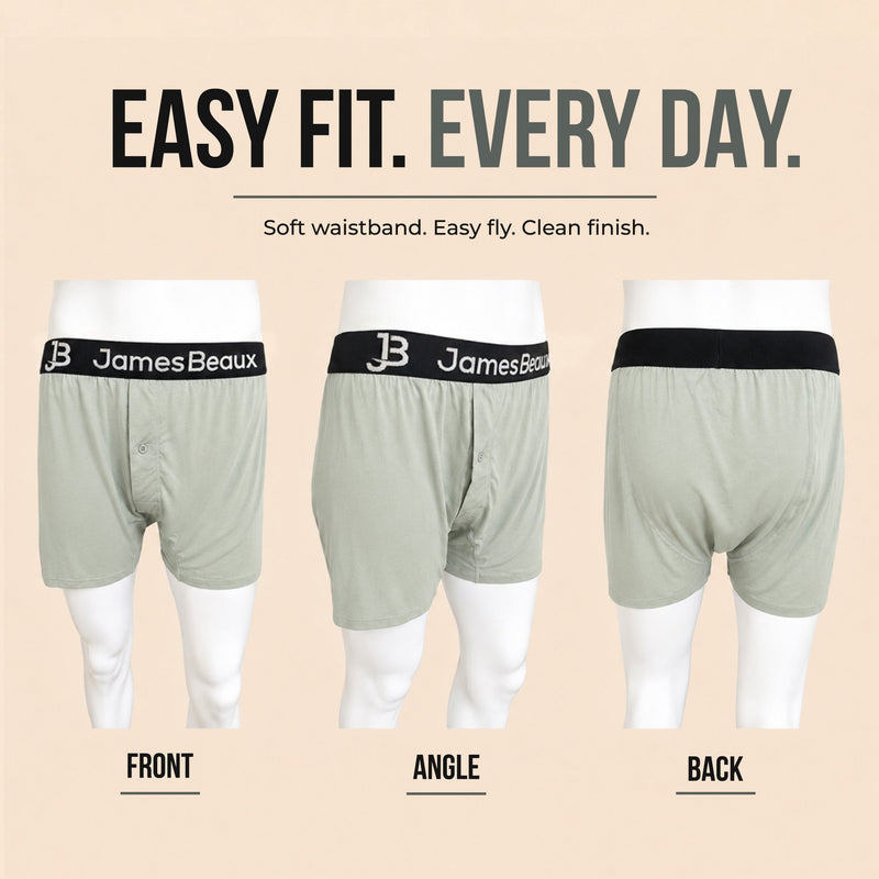 Men's Bamboo Boxer Shorts - Ultra-Soft & Breathable Underwear (Gray)