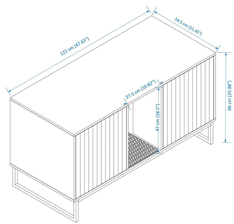 Modern Wooden Cat House with Scratching Mat - 47.64' x 21.46' x 25.98', 76.4 lbs