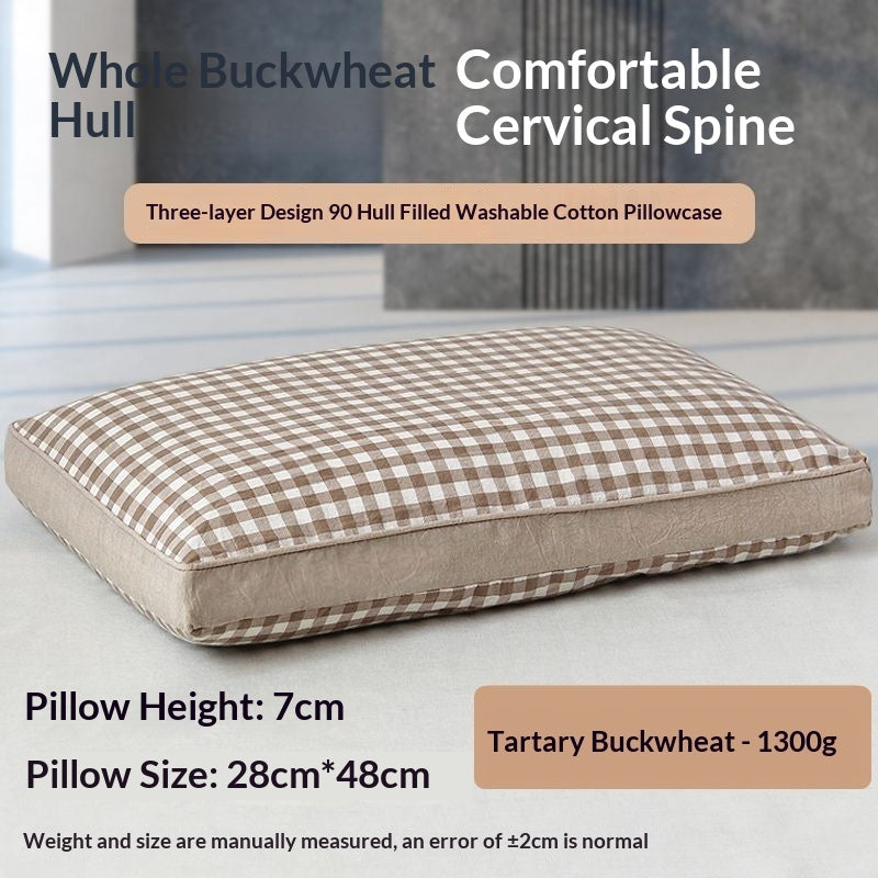 Buckwheat Cervical Pillow – All-Cotton Washable Neck Support for Deep Sleep