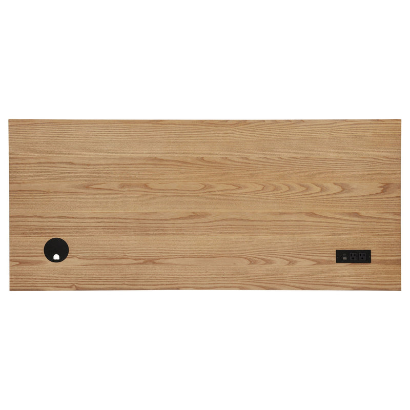 Vermes 55-inch 3-drawer Writing Desk with Power Outlet Light Ash