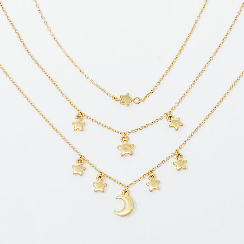 Starred Up Chain Anklet, Set of 3