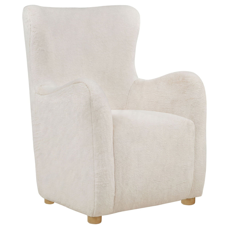 Thornton Faux Fur Upholstered Wingback Lounge Accent Chair Cream