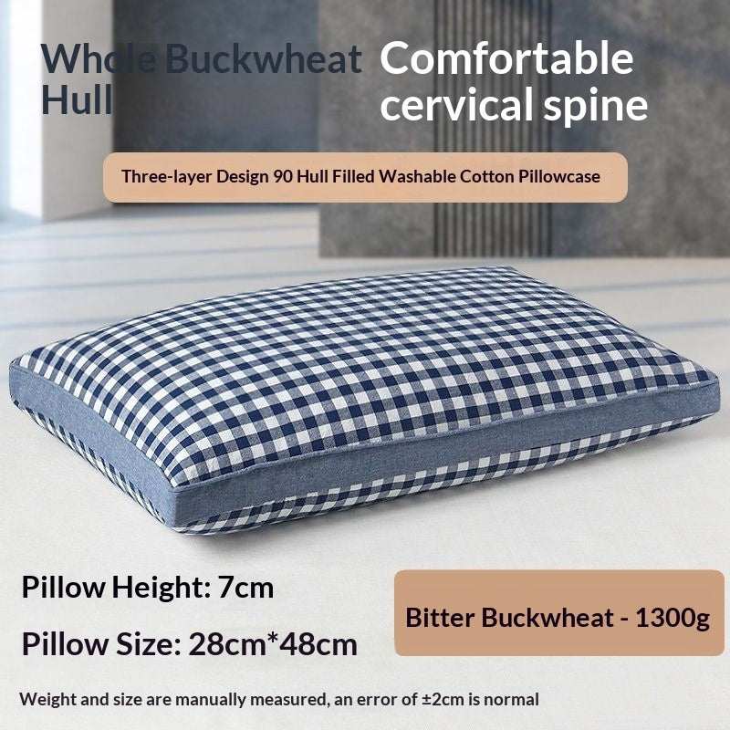 Buckwheat Cervical Pillow – All-Cotton Washable Neck Support for Deep Sleep