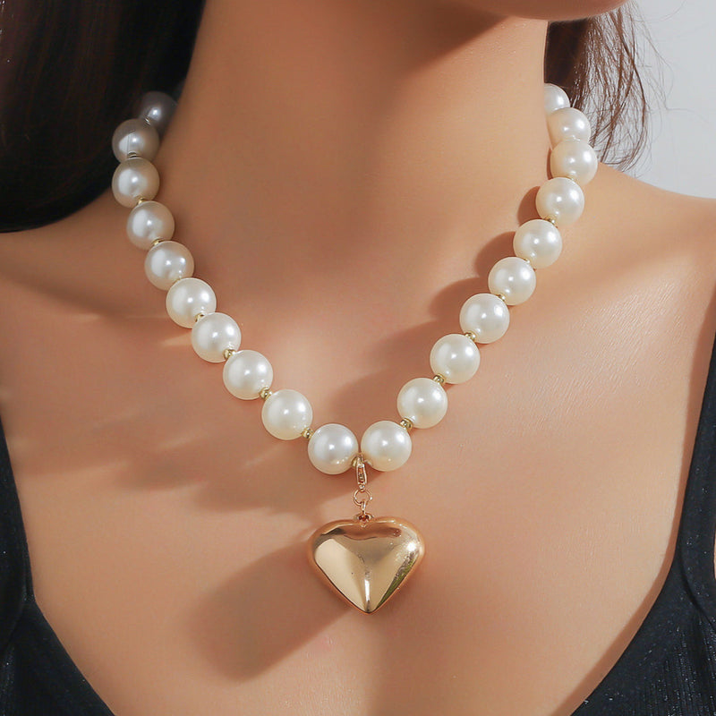 Faux Pearl Charm Pendant Necklace