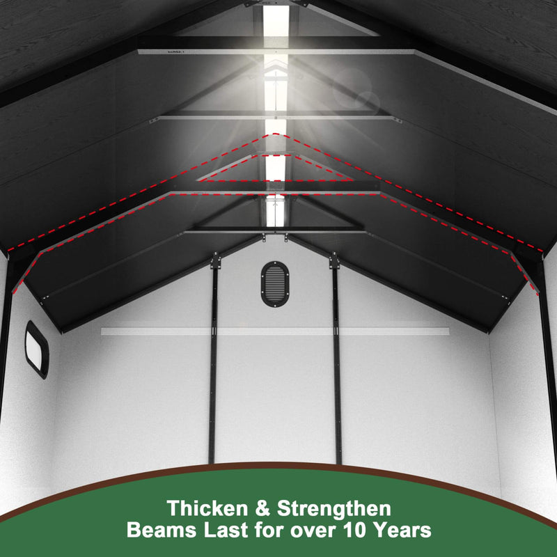 [08X12FT] Alora Large Polypropylene Storage Shed With Reinforced Floor And Lockable Swing Doors (SAK07451)