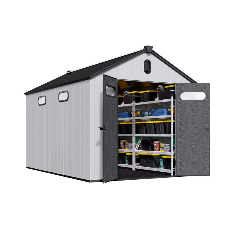[08X12FT] Alora Large Polypropylene Storage Shed With Reinforced Floor And Lockable Swing Doors (SAK07451)