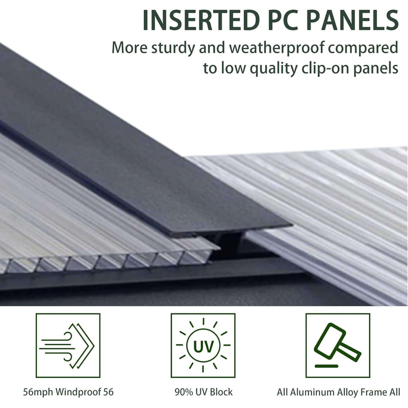 [08X16FT] Premium Outdoor Walk-In Polycarbonate Greenhouse With Roof Vents & Sliding Doors, 4MM (SAK72649)