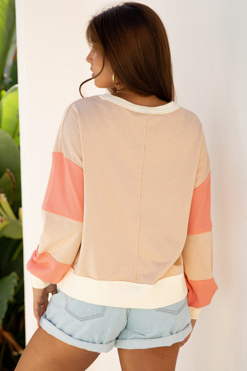 Jolene Block Textured Patchwork Pullover