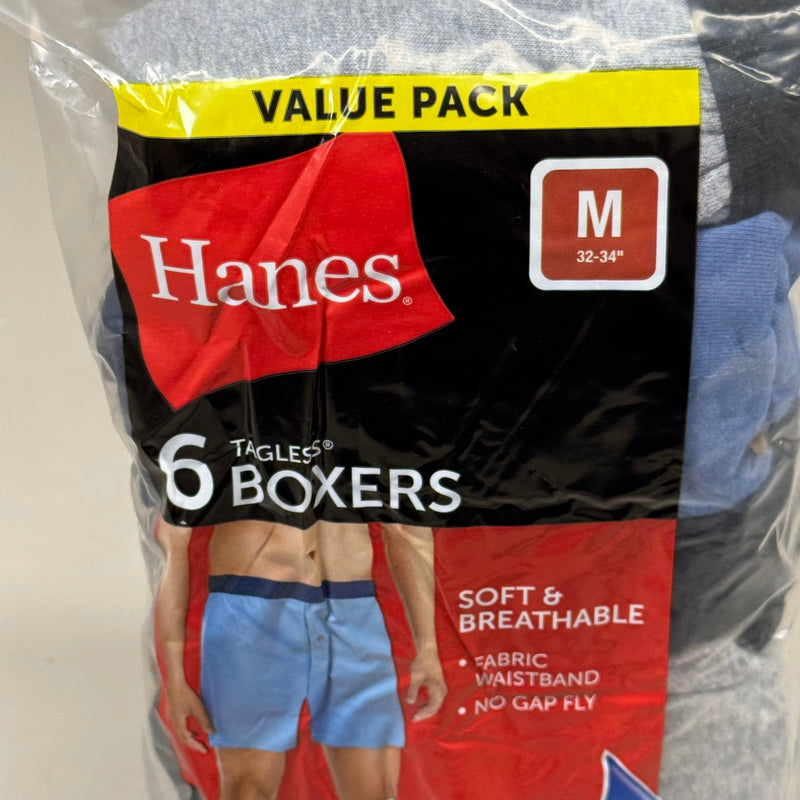 HANES (6 PACK) Men's Boxer Briefs Sz M 32-34" Black/Blue/Grey MKCB06