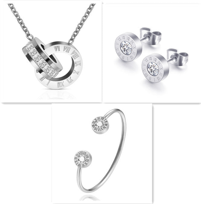 Roman Numerals and Diamond Stud Earrings