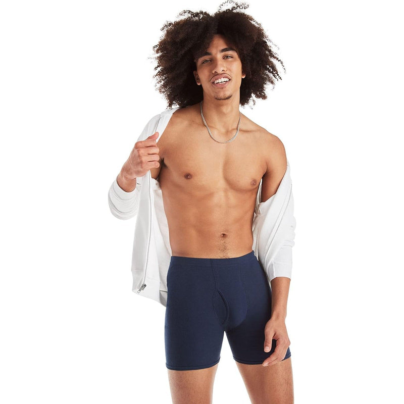 New Hanes 6 Pack Men Medium Blue Gray Black Moisture Wicking Cotton Boxer Briefs