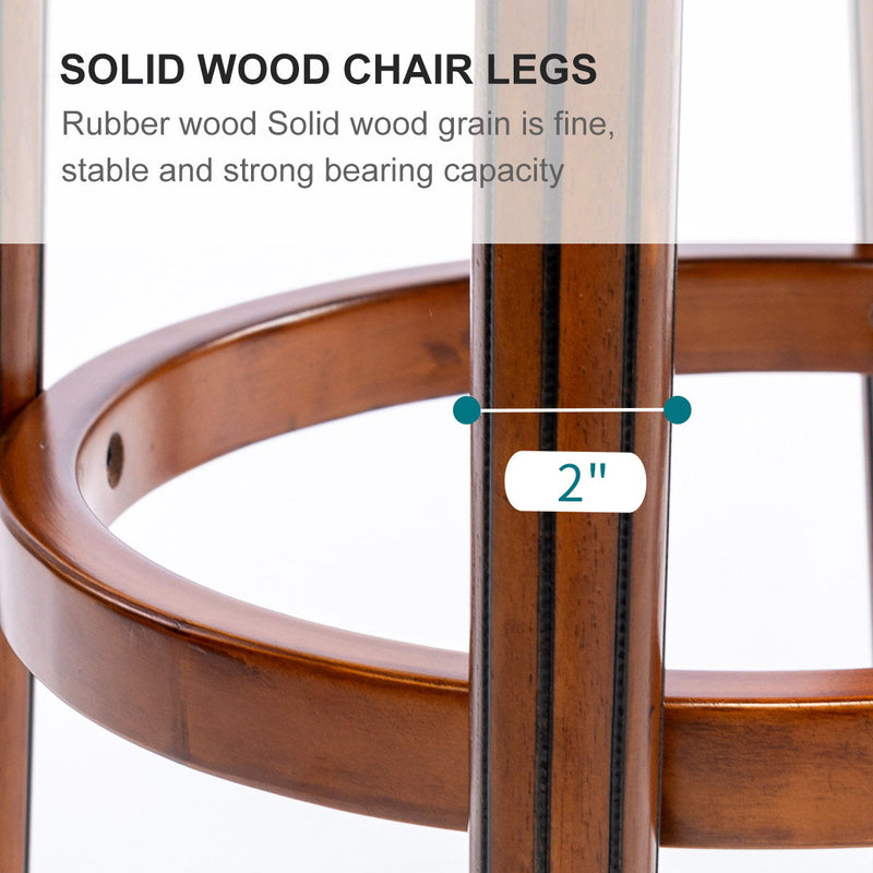 29.5'' Cow Top Wooden Bar Stool, 360 Degree Swivel Bar Height Chair With Backs For Home Kitchen Counter
