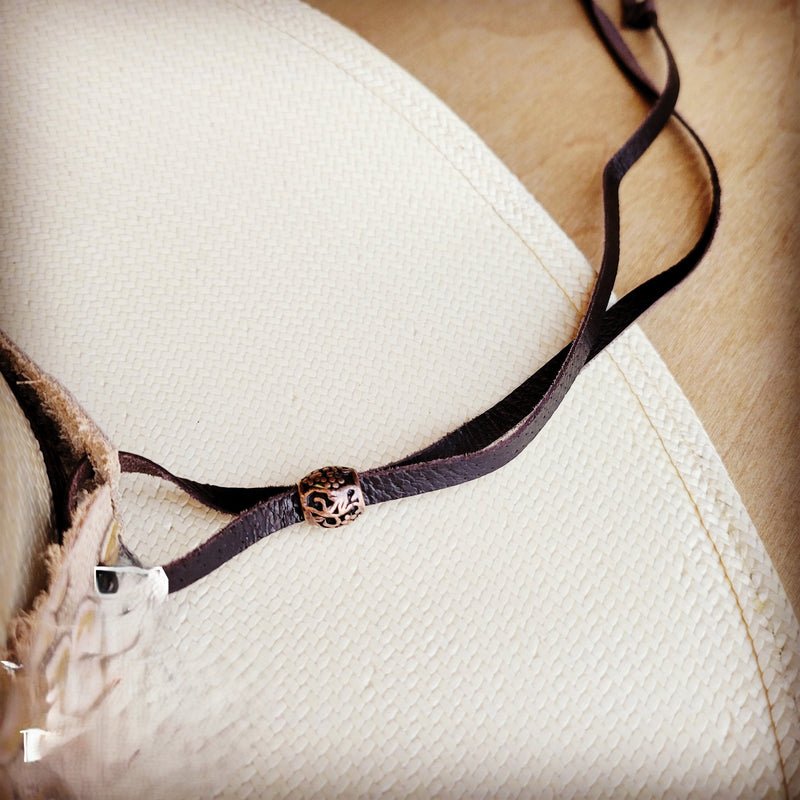 Spotted Hide w/ Turquoise Slab Leather Band + Choice of Boho Hat 985u