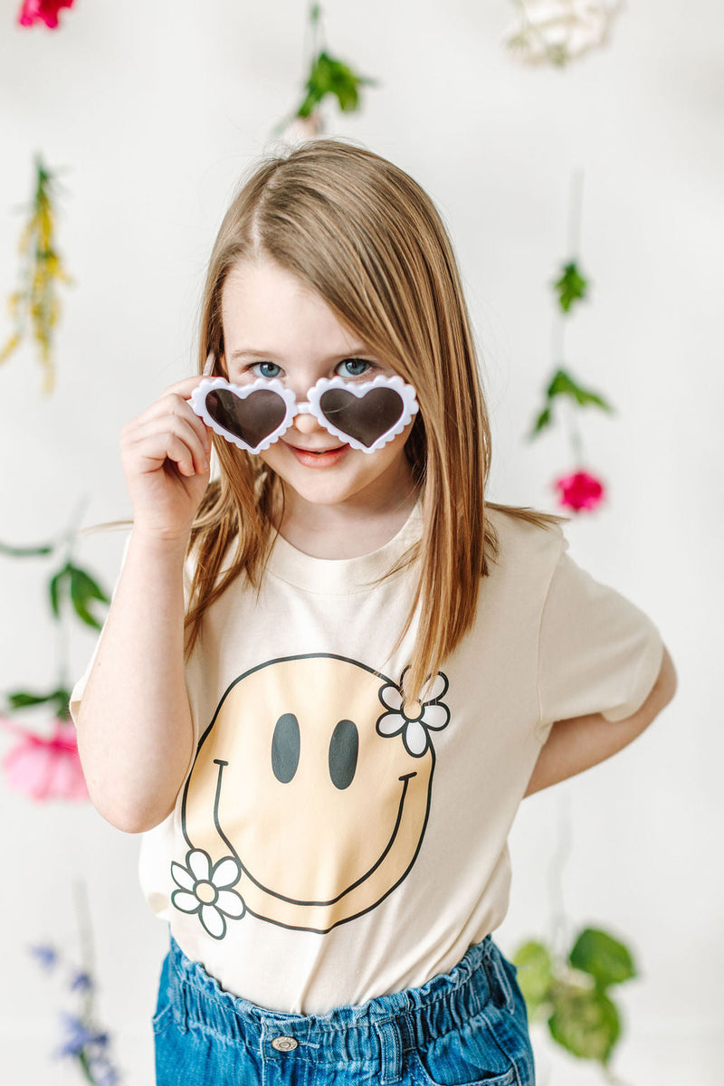 Big Smiley w/ Flowers - Child Tee