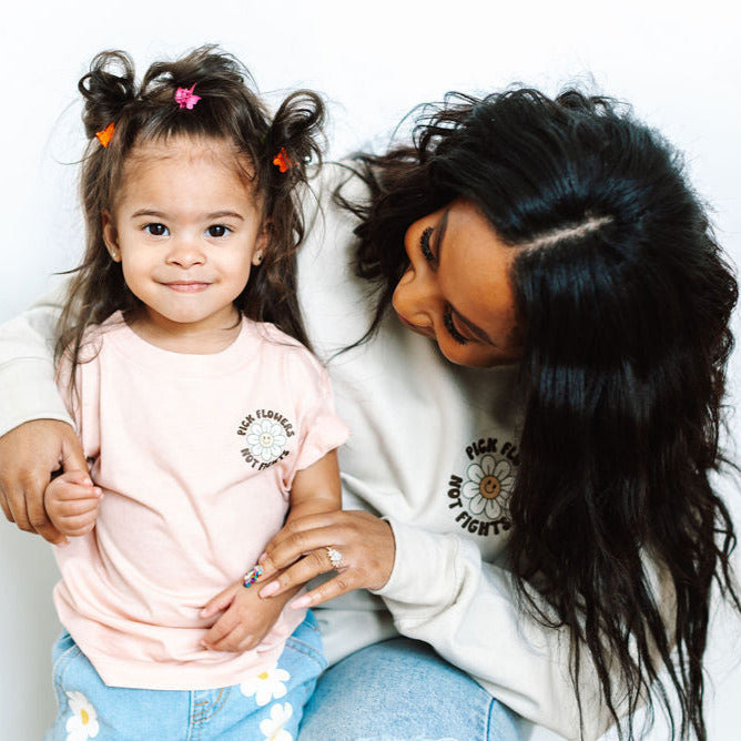 Pick Flowers Not Fights w/pocket on front - Child Tee