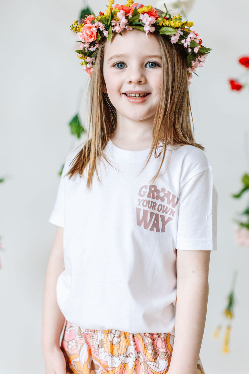 Grow Your Own Way (Pocket Front) w/ Mushrooms on Back - Child Tee