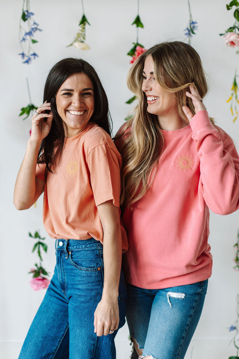 Embroidered Pocket Sunshine on Front w/ Printed It's Not All Sunshine And Rainbows on Back - Comfort Colors Tee