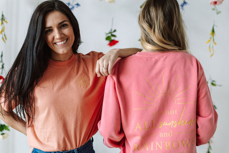 Embroidered/Printed PIGMENT Crewneck (pf&b) - Sunshine / It's Not All Sunshine And Rainbows