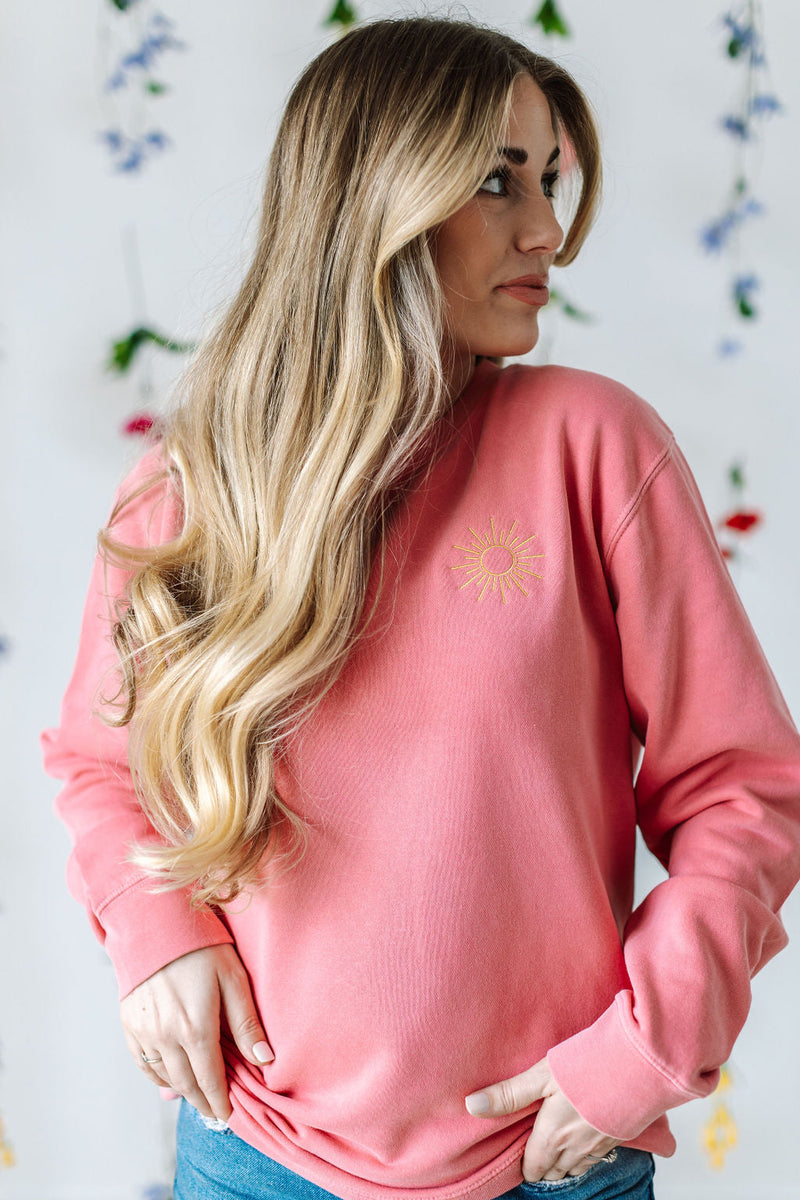 Embroidered/Printed PIGMENT Crewneck (pf&b) - Sunshine / It's Not All Sunshine And Rainbows