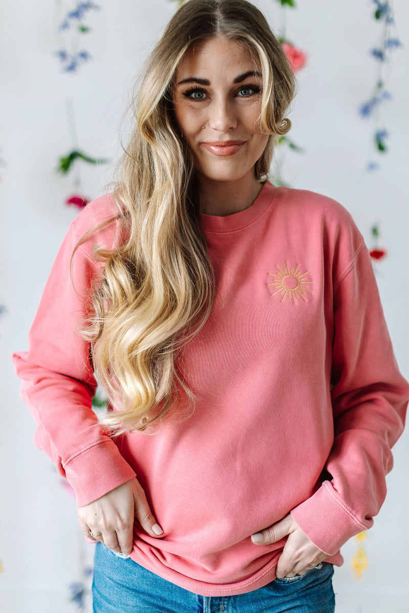 Embroidered/Printed PIGMENT Crewneck (pf&b) - Sunshine / It's Not All Sunshine And Rainbows