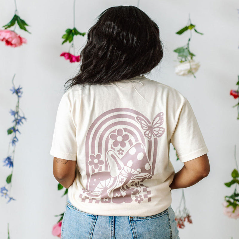 Grow Your Own Way (Pocket Front) w/ Mushrooms on Back - Comfort Colors Tee