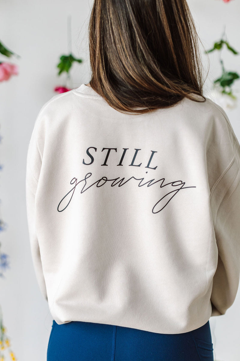 Embroidered/Printed PIGMENT Crewneck (pf&b) - Flowers / Still Growing