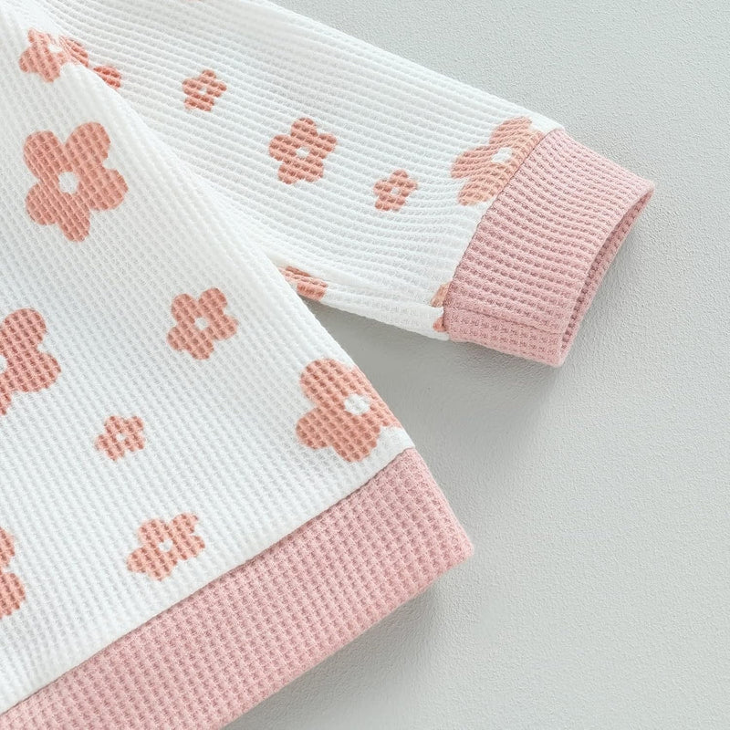 Children's New Flower Print Sweater Suit