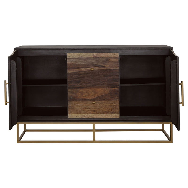 Zara 2-door 57-inch Wood Accent Storage Cabinet Black Walnut