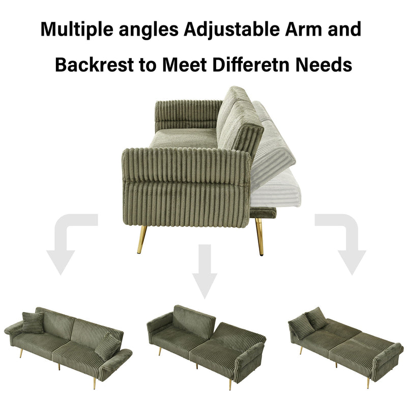 Luxury Foldable Double Sofa Bed With Folding Armrests