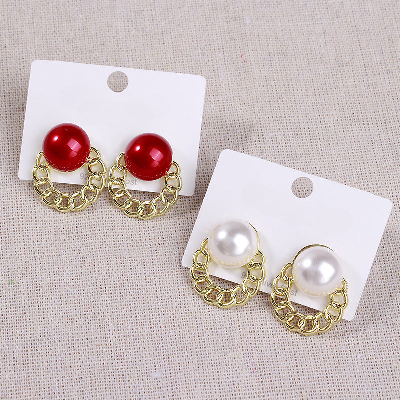 Round Geometric Pearls Earrings