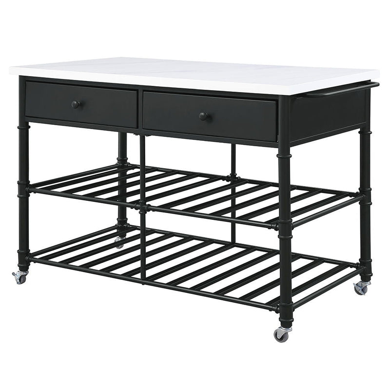 Emery - Kitchen Island - White Cultured Marble Top & Gray
