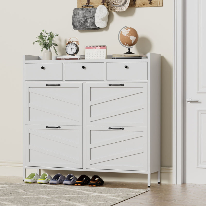 Shoe Cabinet With Flip Drawers