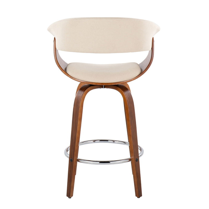 Vintage Mod - Mid Century Modern Fixed Height Counter Stool With Swivel With Round Footrest (Set of 2)