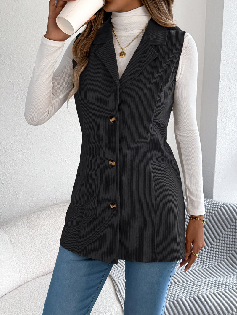 European And American Casual Single-breasted Suit-collar Corduroy Waistcoat Jacket
