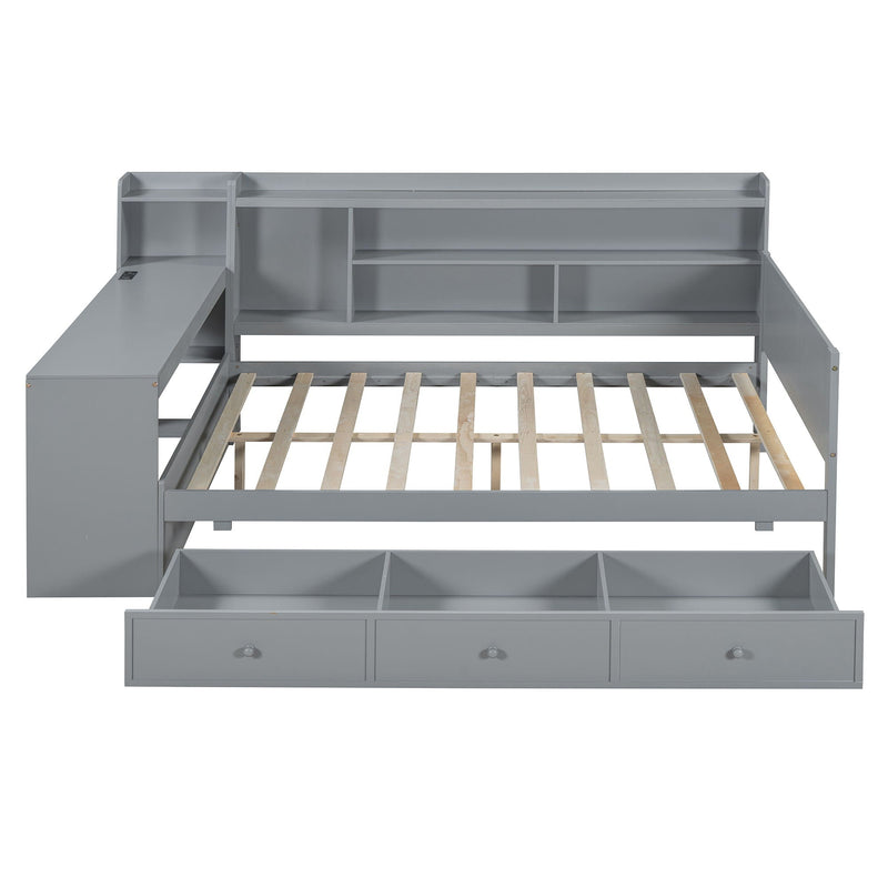 Daybed With 3 Drawers USB Ports And Desk