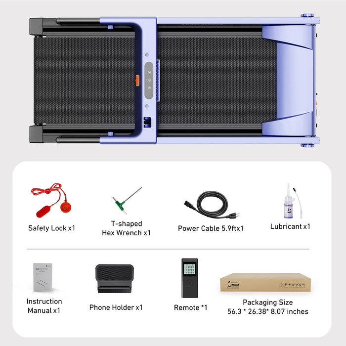 DeerRun All-New 2026 A1 Pro Move+  6% Incline Foldable Treadmill——Upgraded Chip & NFC Support | 350Lbs, 10mph Blue