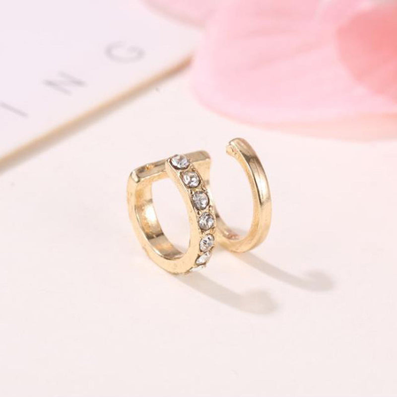 14K Gold Plated Cuff Earrings with crystals