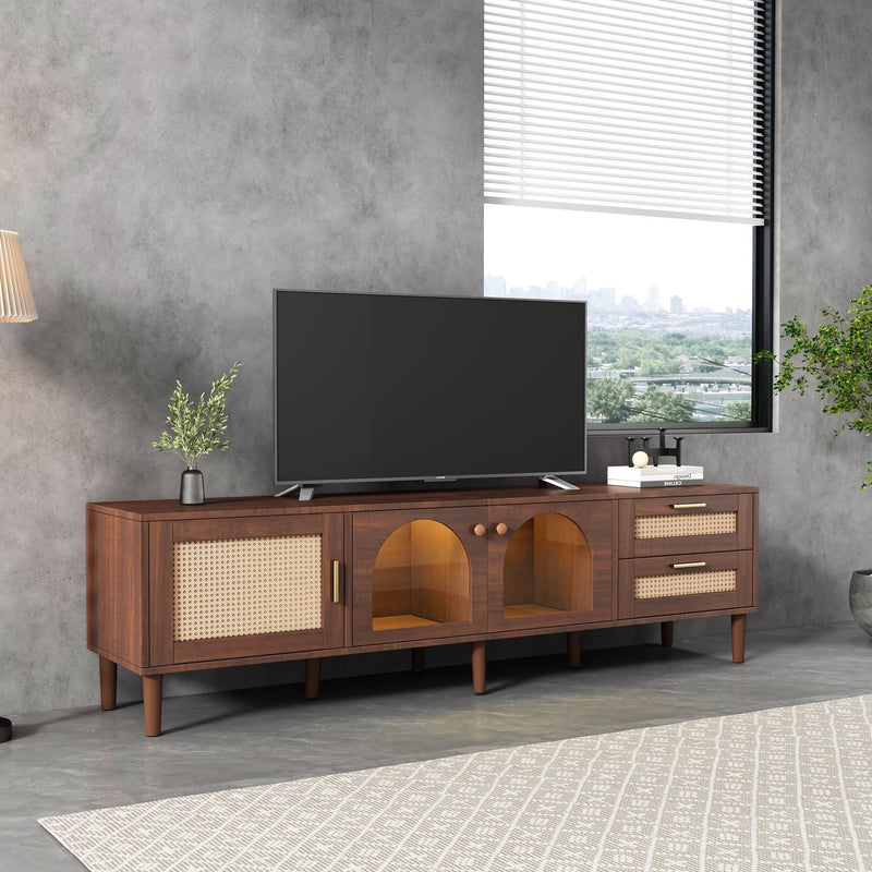 TV Stand With App-Controlled LED Lights, 2 Drawers & Door Storage