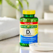 Vitamin D3 Supplement Softgels, 2000 IU, 400 Count + i Sticker Included.