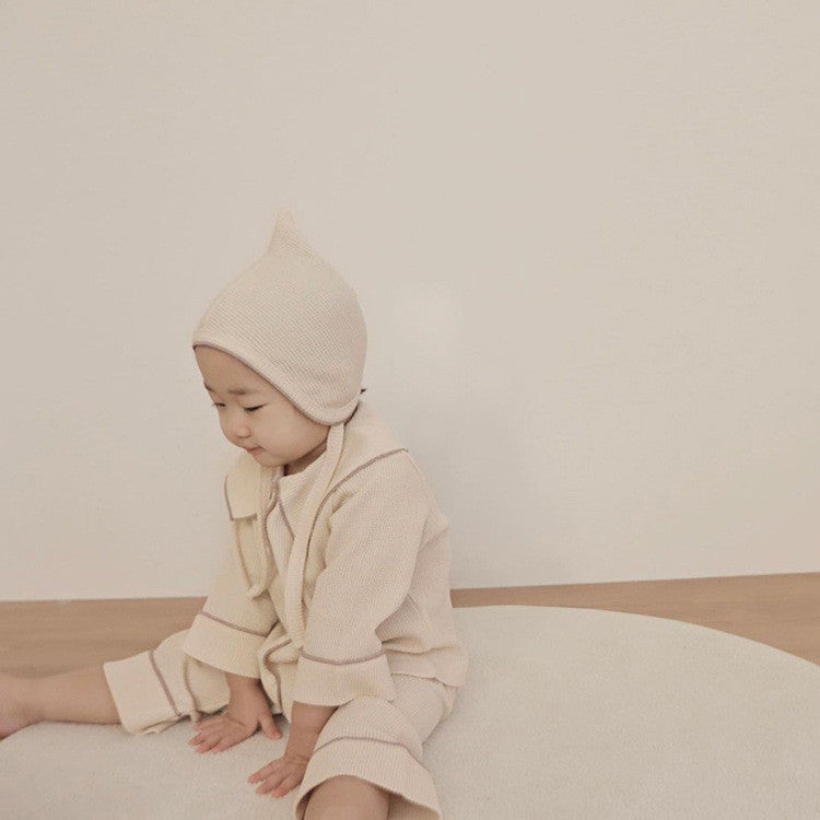 Baby Autumn Waffle-Knit Cardigan Set