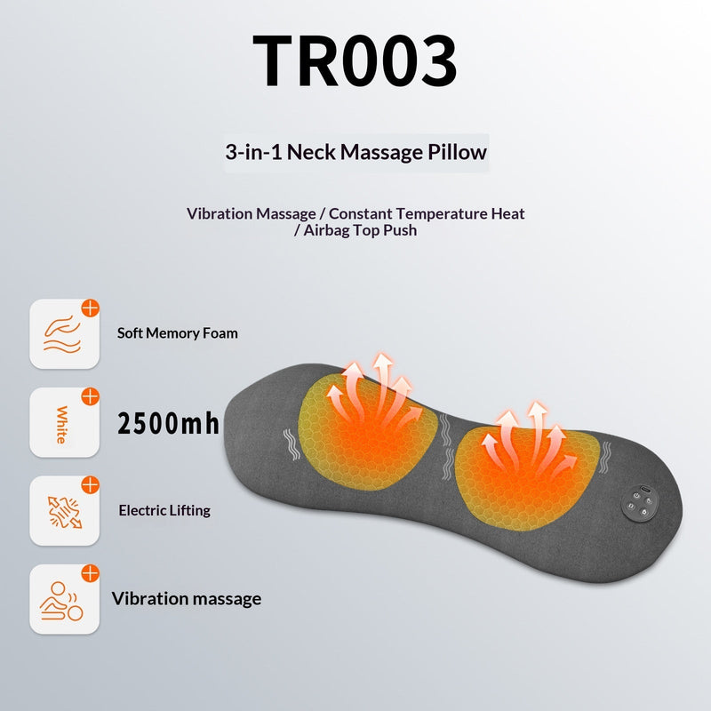 Smart Heated Vibration Massage Pillow – Neck & Waist Support with Heat Therapy & Infrared