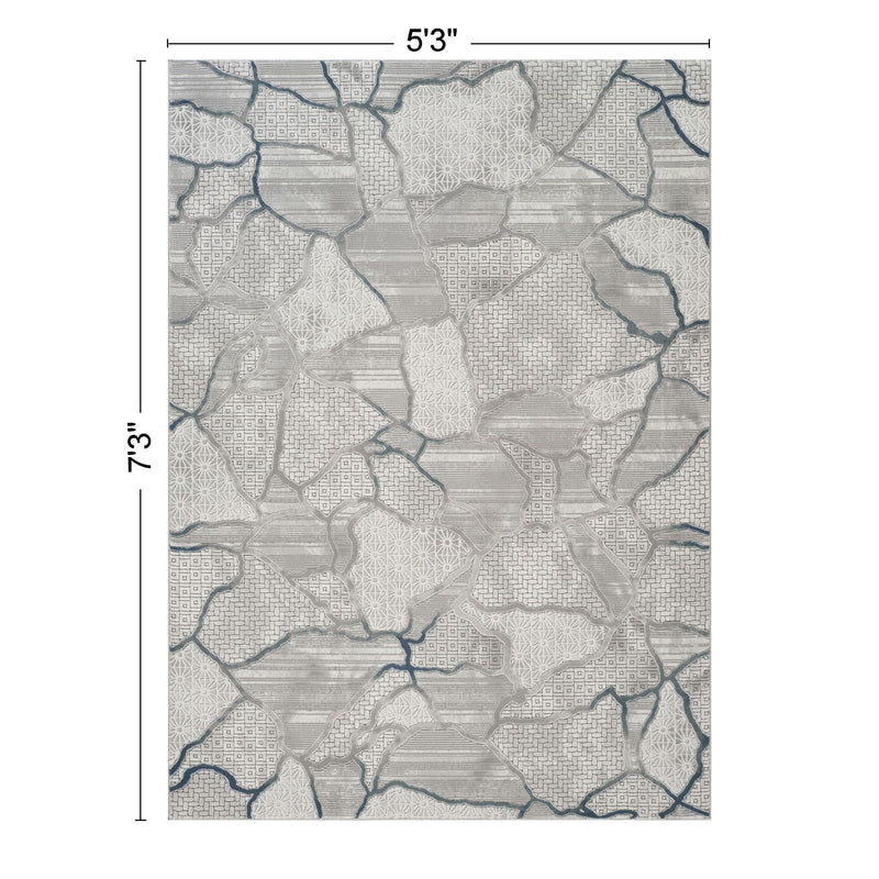 Geometrix - 5'3" X 7'3" Area Rug, Geometric 3D Effect - Gray / Ivory