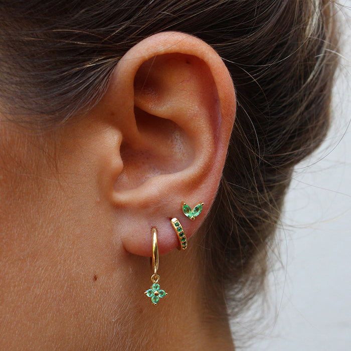 Women's Floral Clover Stacked Earrings Set